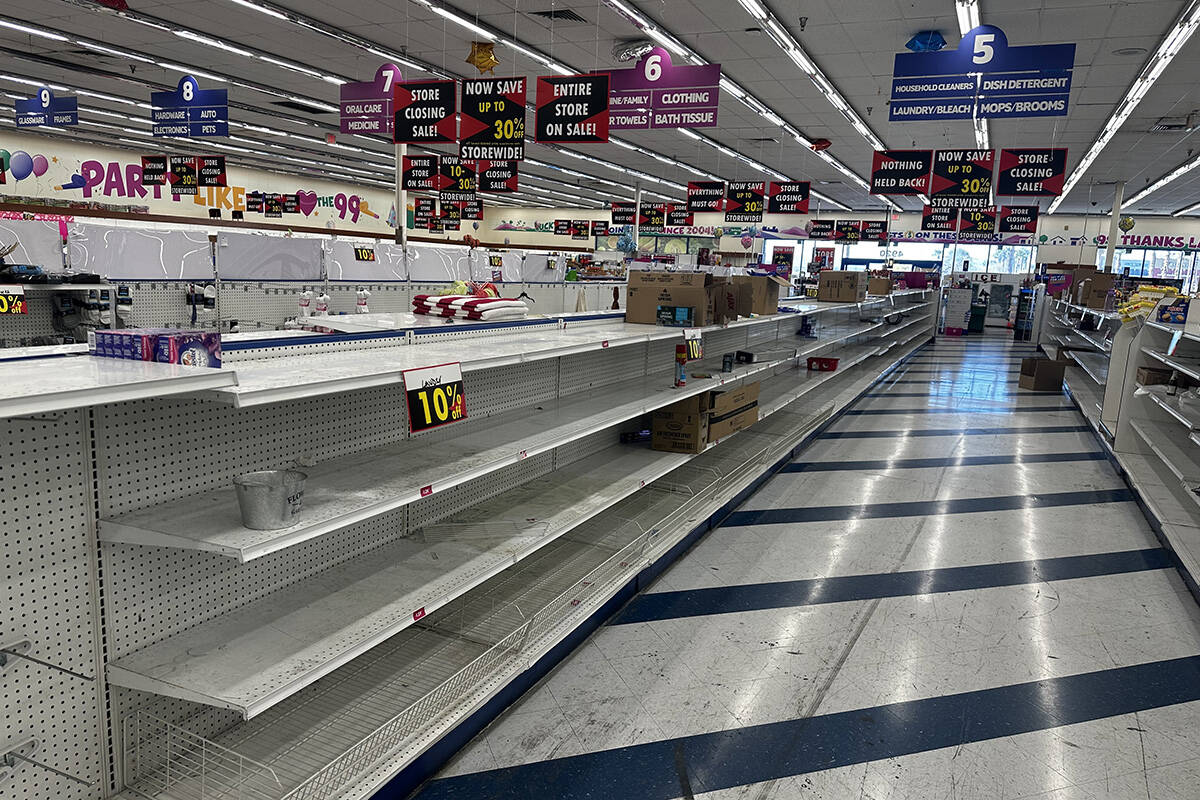 The inside of the soon-to-close 99 Cents Only store near the intersection of Tropicana Avenue a ...