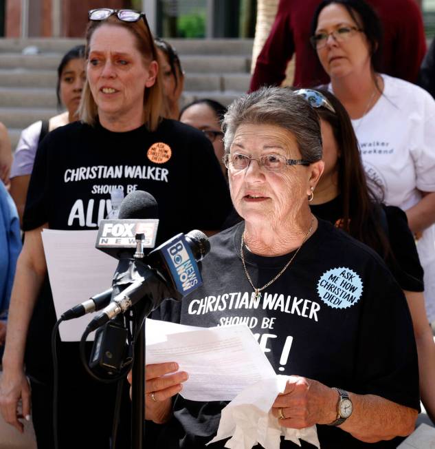 Annette Walker, the mother of Christian Walker, an inmate who died inside a Nevada state prison ...