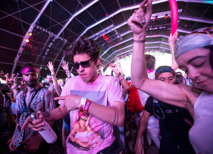 Fans dance to the sounds of Dutch DJ Sam Feldt at the Fremont stage on day two of the annual Li ...
