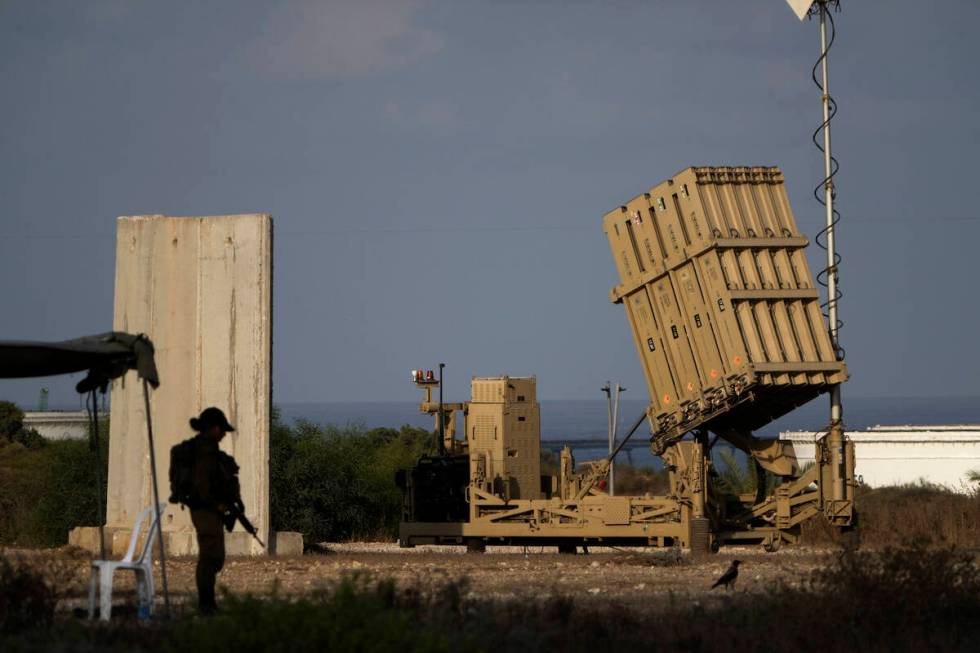 FILE - A battery of Israel's Iron Dome defense missile system, deployed to intercept rockets, s ...