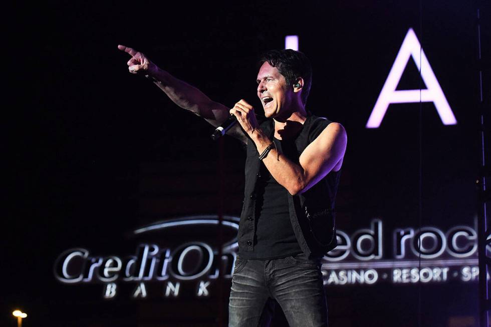 Brody Dolyniuk and British Rock Royalty at Las Vegas Ballpark, July 26, 2021. (Steve Spatafore/ ...