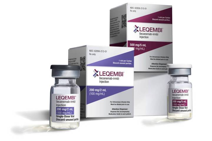 FILE - This December 2022 image provided by Eisai shows vials and packaging for their medicatio ...