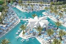 At the Fontainebleau on the Las Vegas Strip, Oasis Pool Deck, seen here, incorporates La Côte, ...