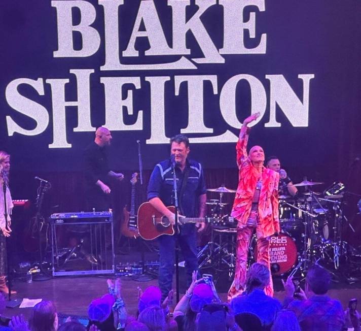 Blake Shelton and Gwen Stefani appear at the grand opening of Ole Red Las Vegas on Tuesday, Apr ...