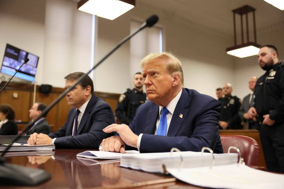 Former President Donald Trump appears at Manhattan criminal court during jury selection in New ...