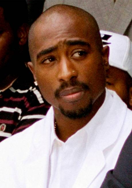 Rapper Tupac Shakur attends a voter registration event in South Central Los Angeles, Aug. 15, 1 ...