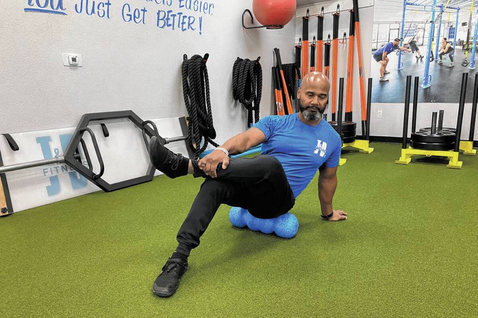 The author demonstrates myofascial release. Using a foam roller, this self-massage technique ca ...