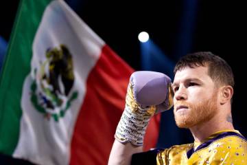 Canelo Alvarez takes the ring before his undisputed world super middleweight title boxing bout ...
