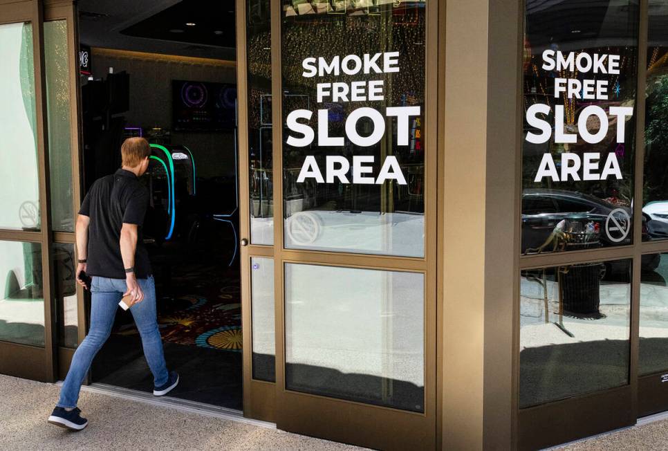 Smoke free slot area is seen at the Plaza hotel and casino, on Thursday, June 8, 2023, in downt ...