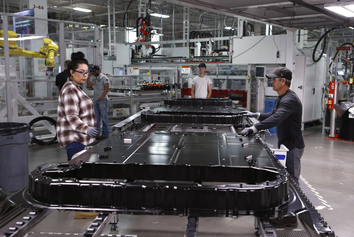 More than 7,000 people work at the Tesla Gigafactory, east of Reno, Nev., on Tuesday, Dec. 4, 2 ...