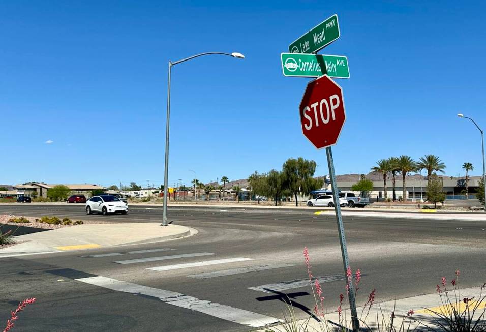 Lake Mead Parkway and Cornelius Kelly Avenue in Henderson, where a 71-year-old man using a whee ...