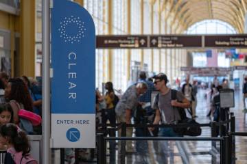 CLEAR, the airport line shortcut service, operates in 2018 at a TSA security checkpoint in San ...