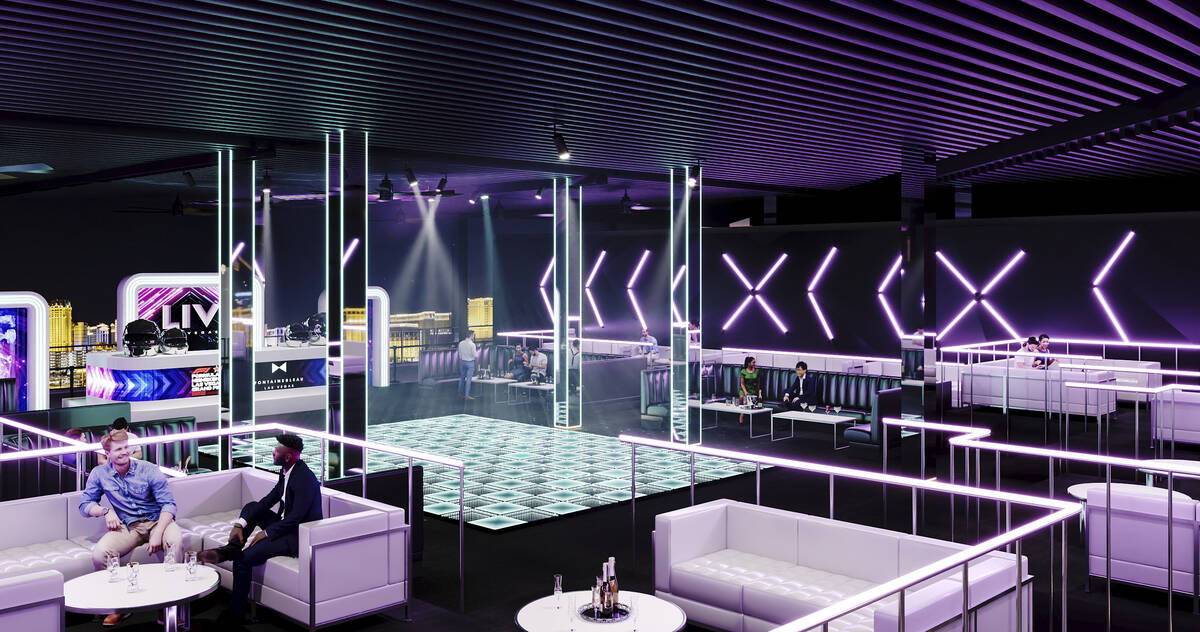 An artist rendering of the planned LIV Las Vegas rooftop nightclub at the Formula One pit build ...