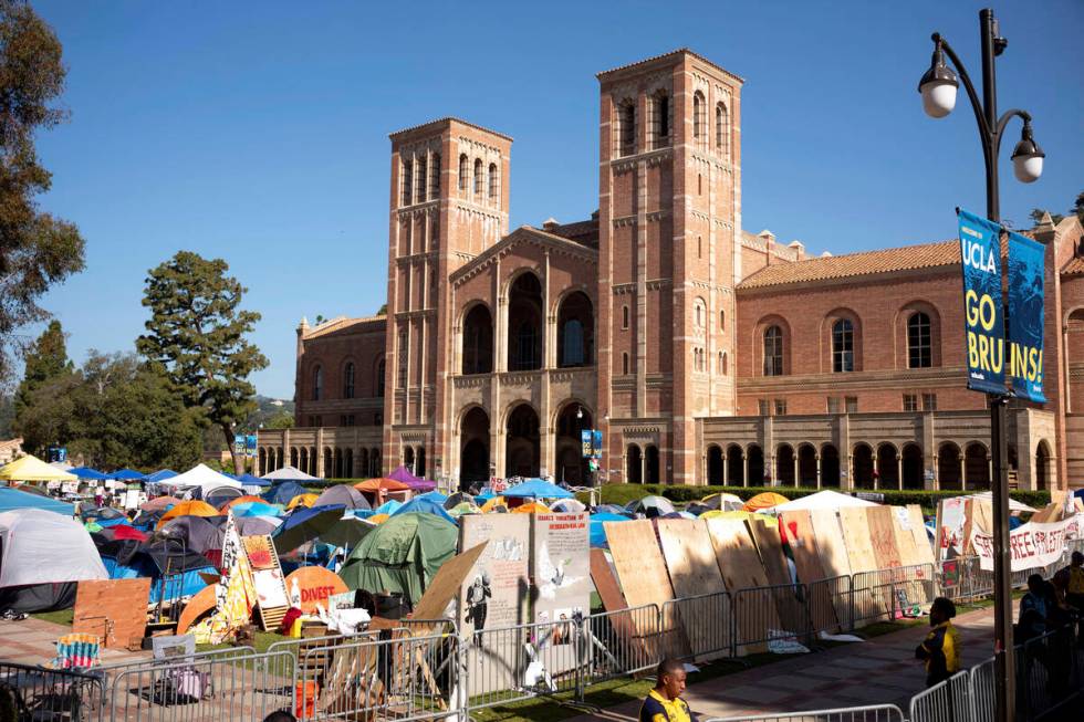 Pro-Palestinian protesters continued to occupy the grounds at University of California, Los Ang ...