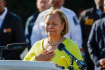 Charlotte Mayor Vi Lyles gets choked up as she speaks at a press conference regarding a shootin ...