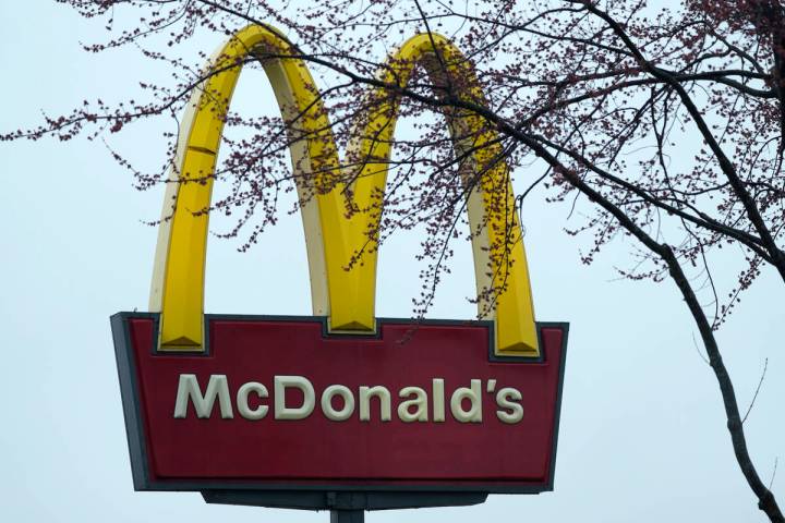 McDonald's sign is seen in Wheeling, Ill., Thursday, March 14, 2024. (AP Photo/Nam Y. Huh, File)