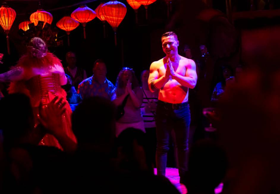 Aerialist Roman Mokrenko acknowledges the crowd after his final performance during the closing ...