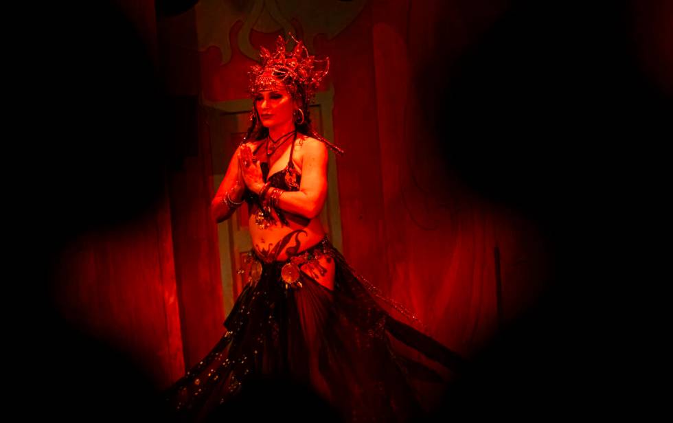 Belly dancer Sabrina Fox performs for the final time during the closing night of Lost Spirits D ...