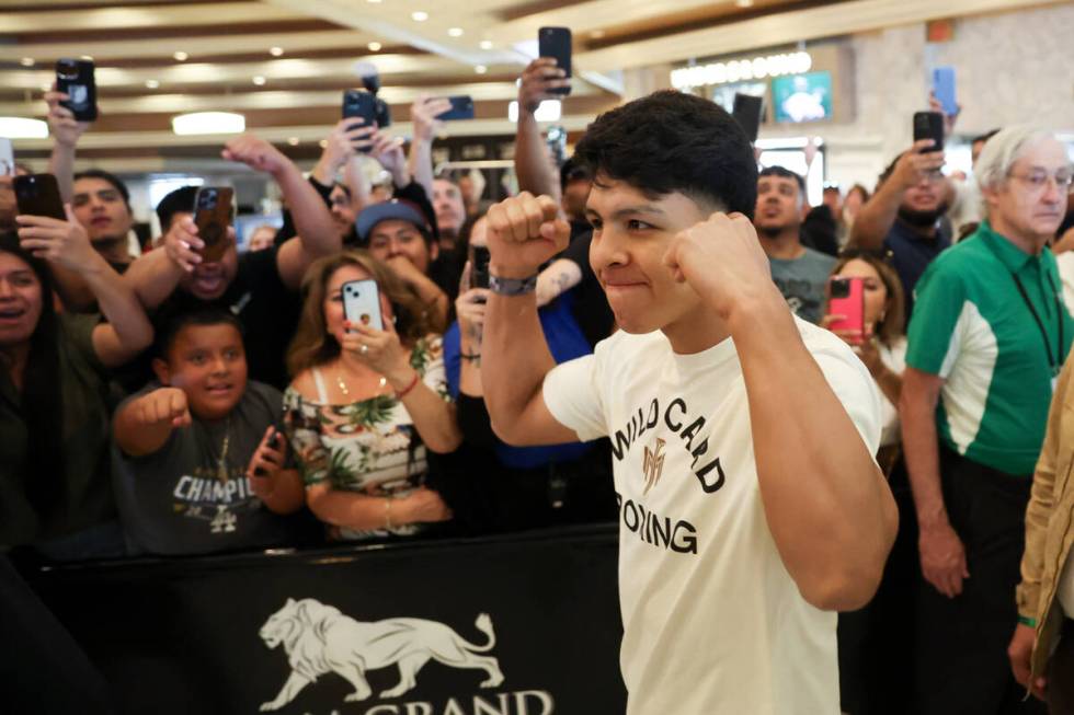 Jaime Munguia arrives to MGM Grand ahead of his super middleweight boxing bout against Canelo A ...