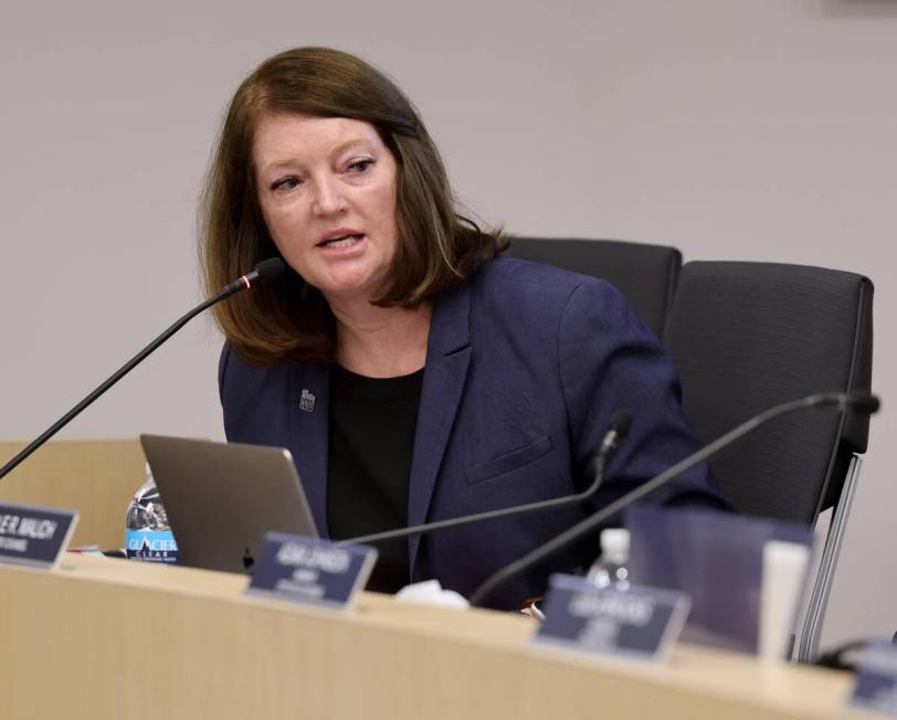 Deputy Superintendent Brenda Larsen-Mitchell speaks before being named interim superintendent d ...