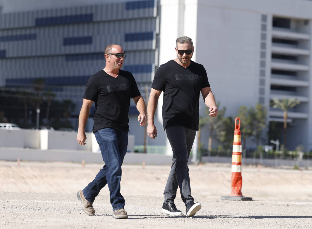 Nick Tomasino, left, chief construction officer of LVXP, and James Frasure Jr., CEO of LVXP, d ...