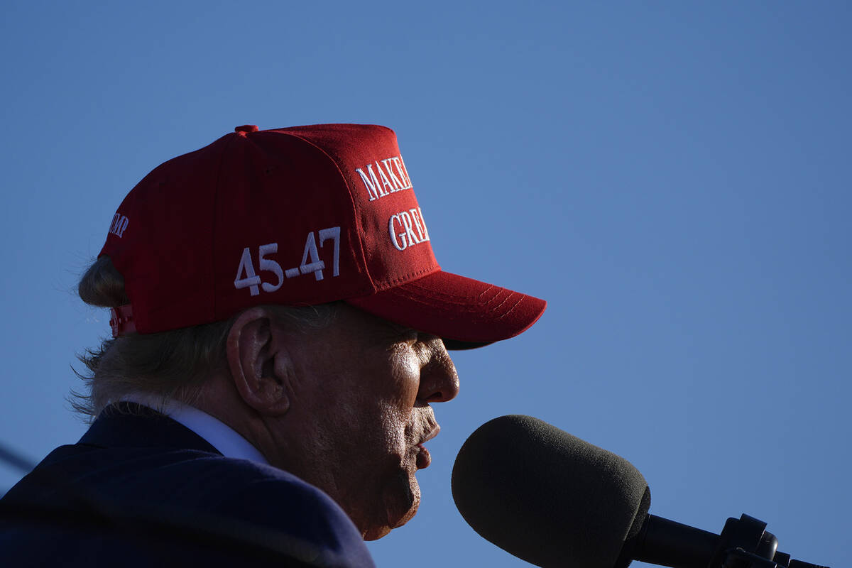 Republican presidential candidate former President Donald Trump speaks at a campaign rally in F ...