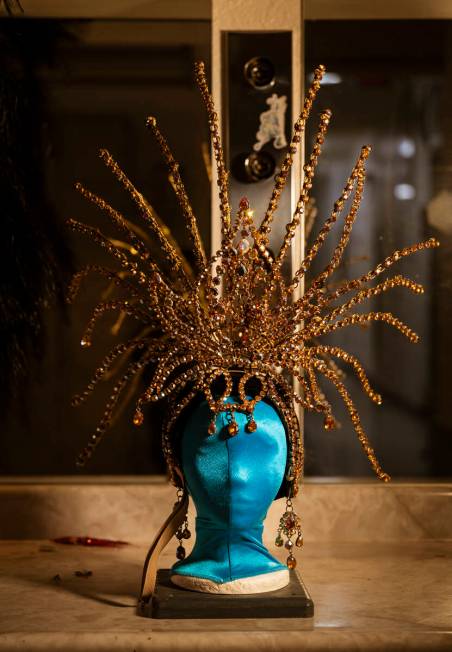 A headdress that was used in "Jubilee" is seen backstage at the Jubilee Theater, currently home ...