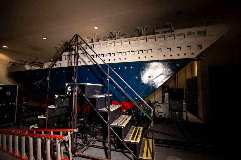 A replica of the Titanic that was used in "Jubilee" is seen backstage at the Jubilee ...