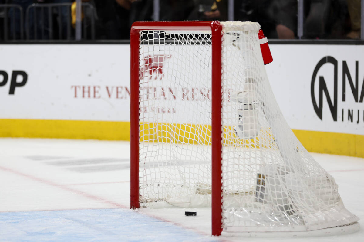 The Golden Knights score an empty net goal on the Stars during the third period in Game 6 of an ...