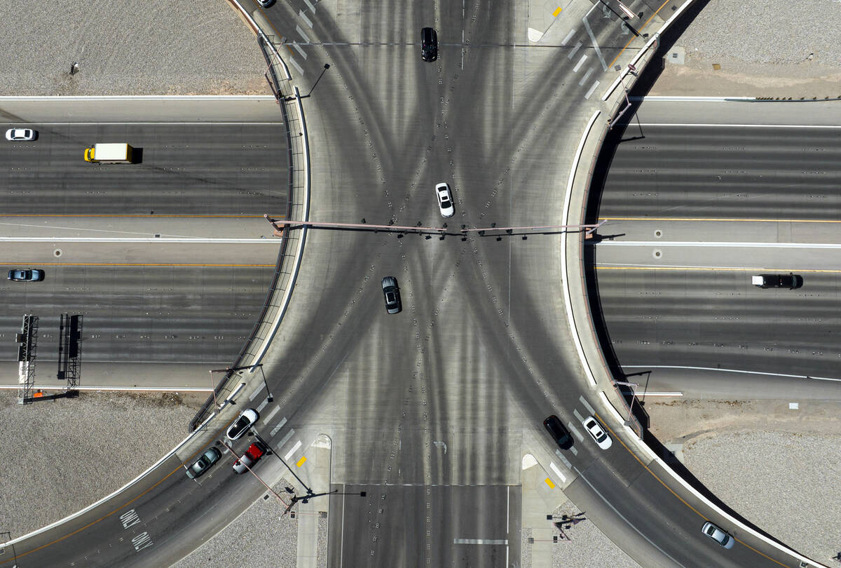 The 215 Beltway and Far Hills Avenue are seen, on Monday, April 29, 2024, in Las Vegas. A Calif ...