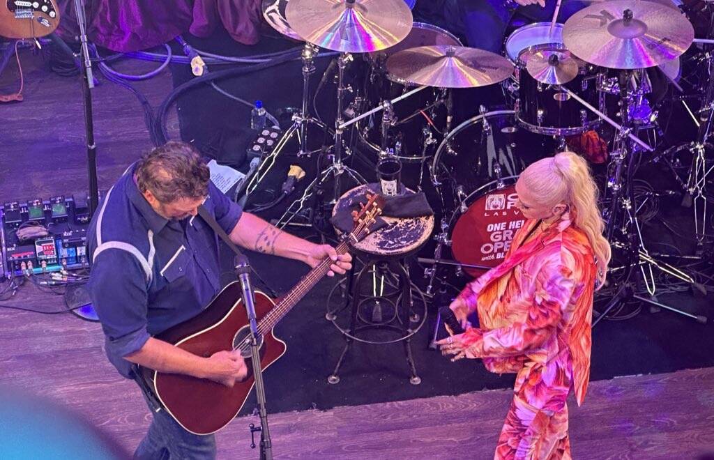 Blake Shelton and Gwen Stefani appear at the grand opening of Ole Red Las Vegas on Tuesday, Apr ...