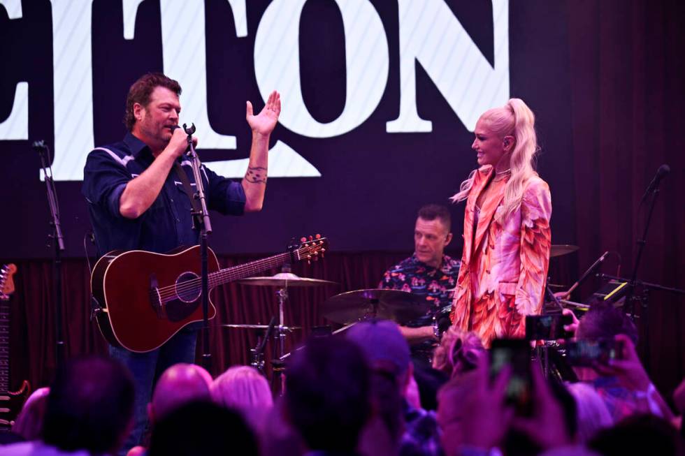 Blake Shelton and Gwen Stefani appear at the grand opening of Ole Red Las Vegas on Tuesday, Apr ...