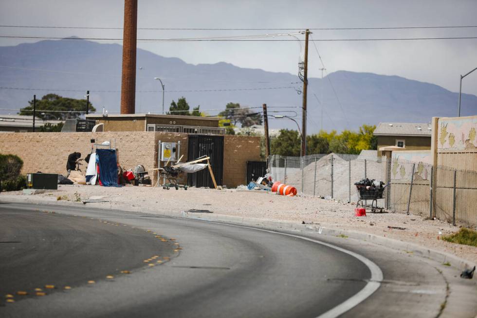 The area where an unhoused man was critically injured after a car ran off the road and hit him ...