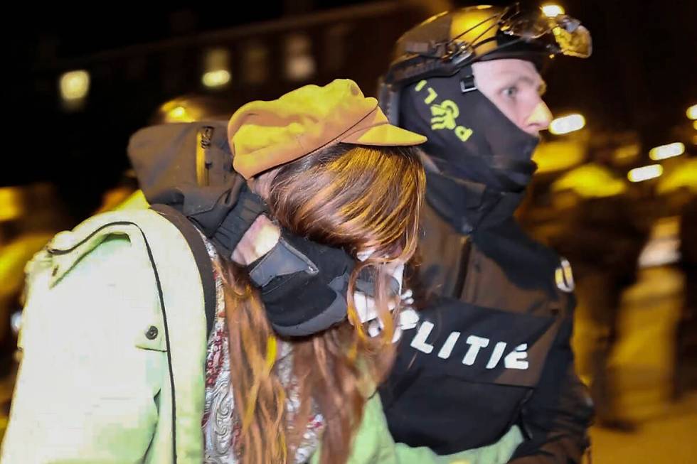 In this image taken from video Police arrests some 125 activists as they broke up a pro-Palesti ...