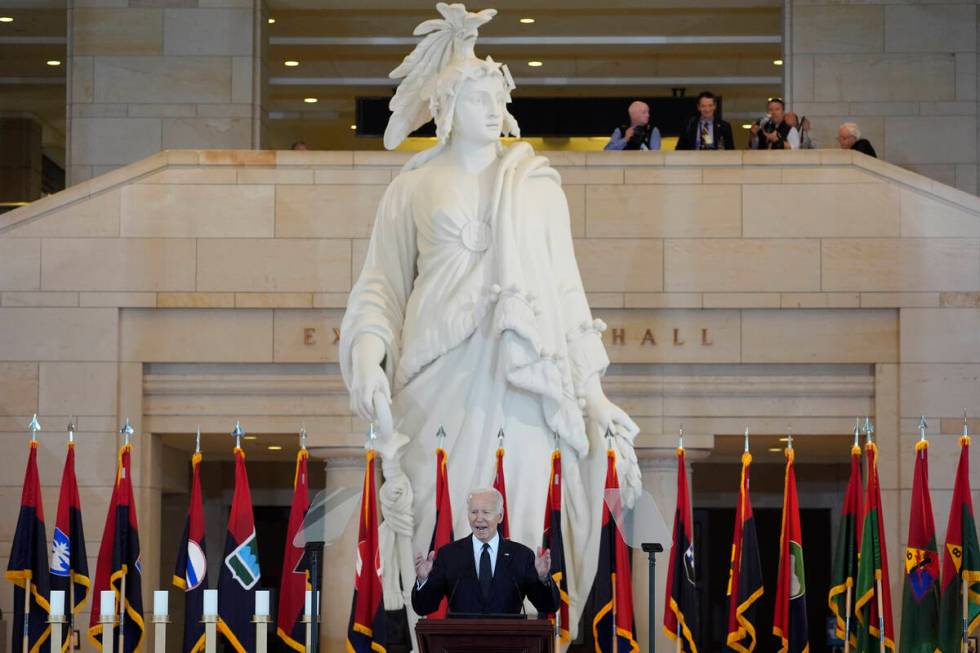 President Joe Biden speaks at the U.S. Holocaust Memorial Museum's Annual Days of Remembrance c ...