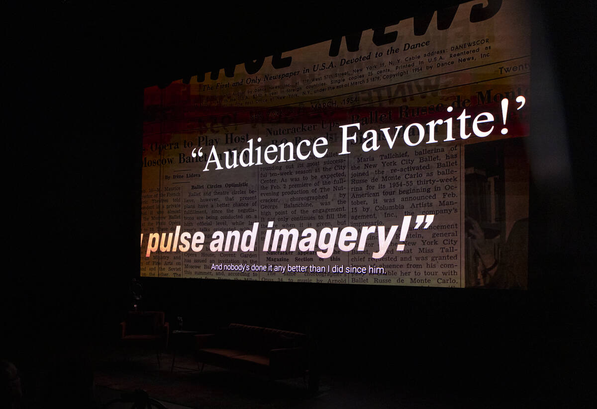 Quotes about George Lee are displayed during a screening of “Ten Times Better” at ...