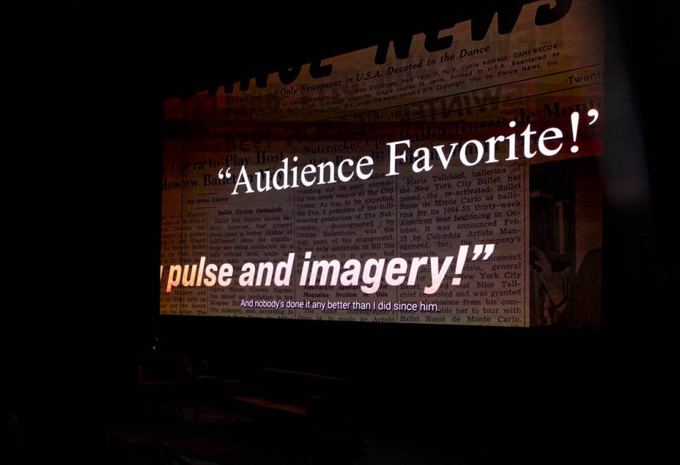 Quotes about George Lee are displayed during a screening of “Ten Times Better” at ...