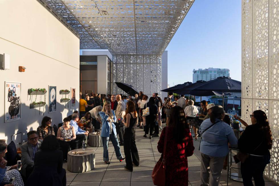 People attend a reception ahead of a screening of “Ten Times Better” at The Bever ...