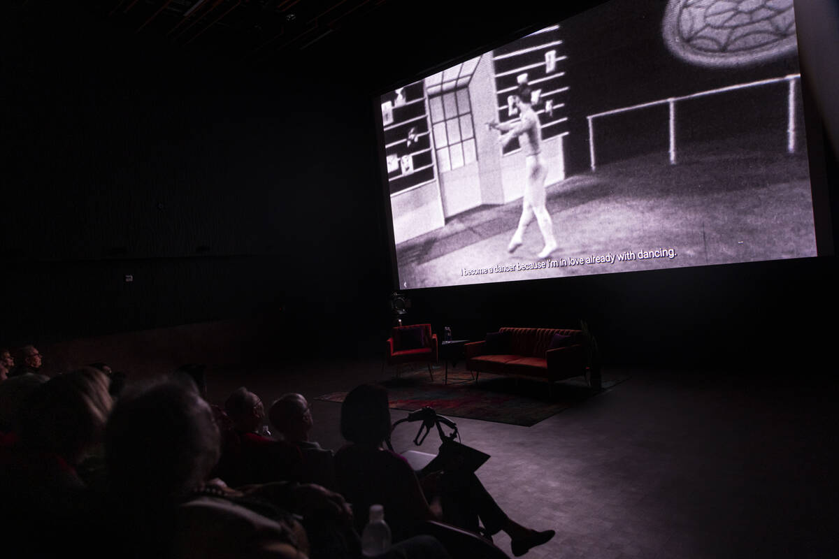 Attendees watch a screening of “Ten Times Better” about dancer George Lee at The ...