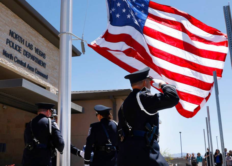 An American flag is raised during the official opening ceremony and ribbon cutting for North La ...