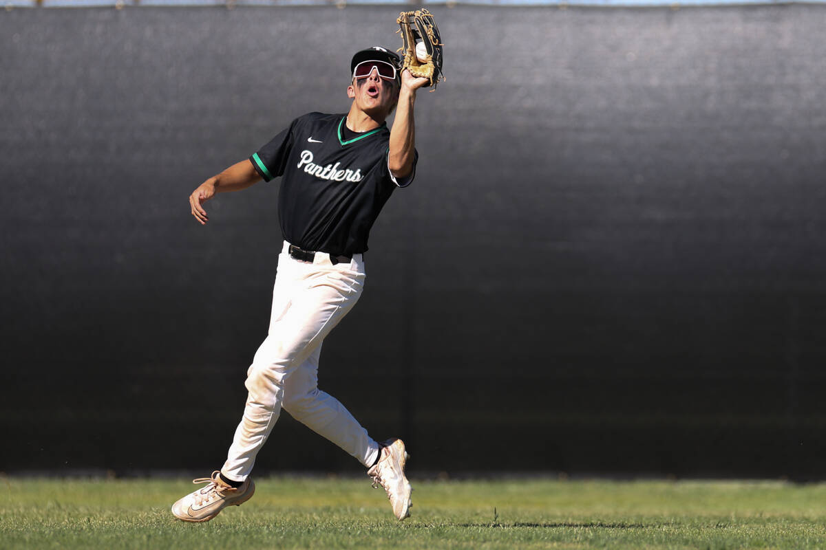 Palo Verde outfielder Karsen Smaka catches for an out on Coronado during a Class 5A high school ...