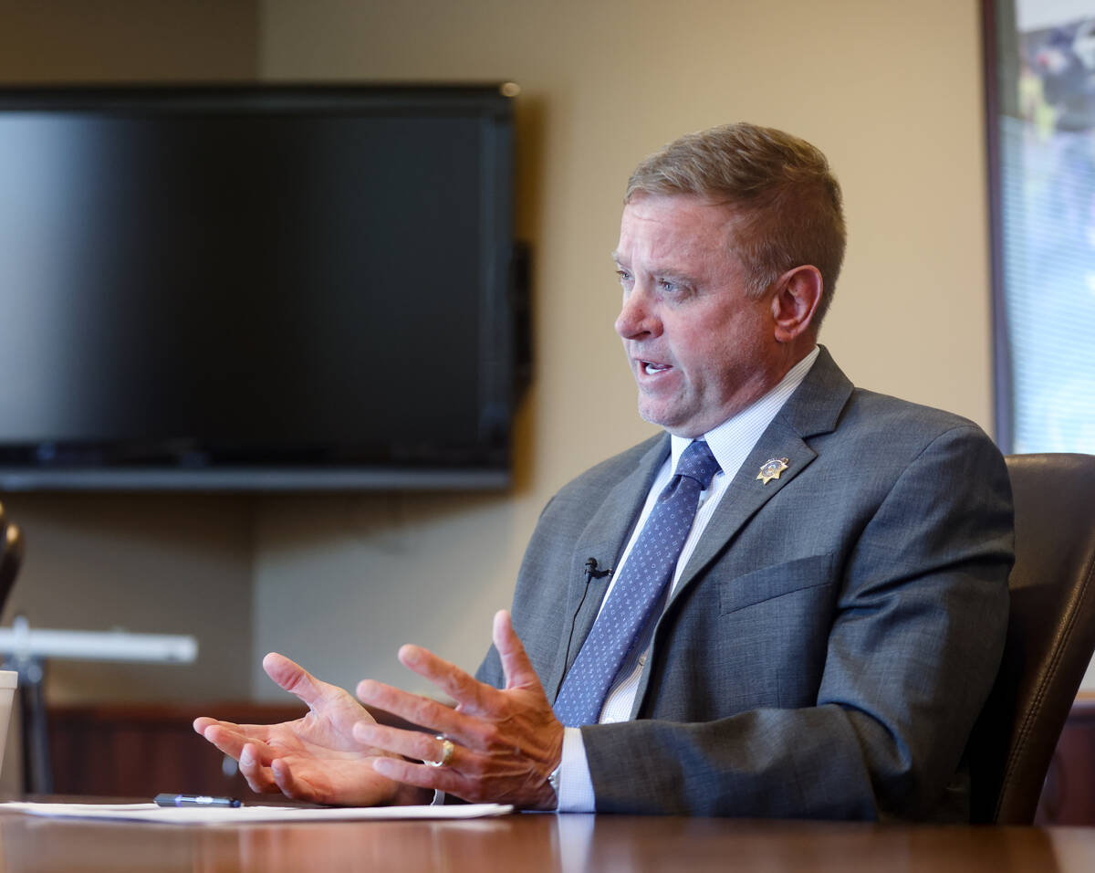 Sheriff Kevin McMahill speaks to the Las Vegas Review-Journal at the Las Vegas Metropolitan Pol ...