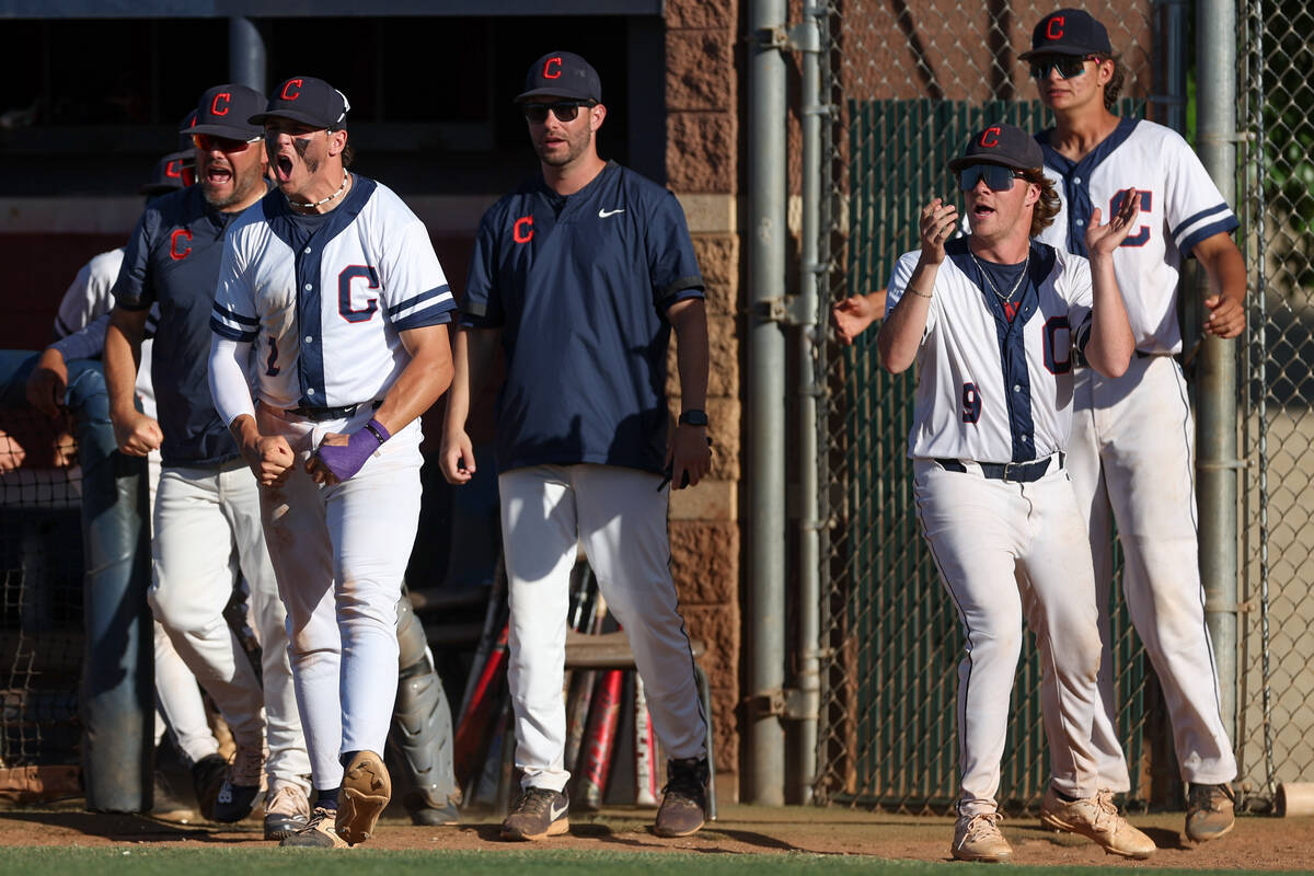 Coronado celebrates after holding Green Valley and getting an extra offensive inning during a C ...