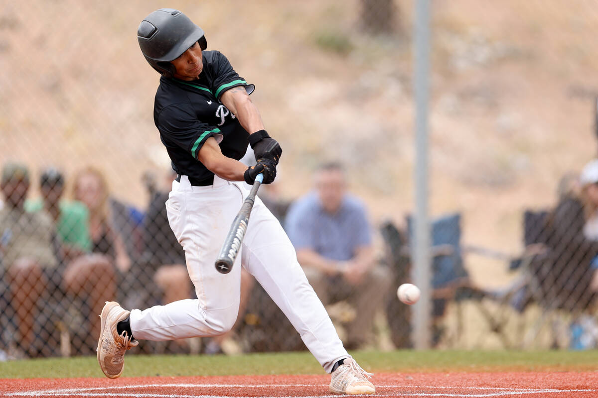 Palo Verde infielder Barrett Johnson (27) bats against Coronado during a Class 5A high school b ...