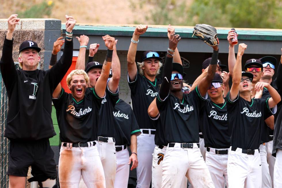 Palo Verde cheers for their team during a Class 5A high school baseball Southern Region title g ...