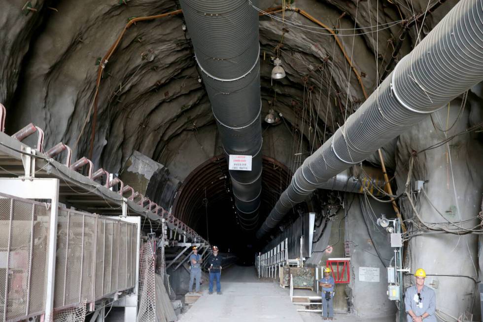 Inside the north portal to a five mile tunnel in Yucca Mountain 90 miles northwest of Las Vegas ...