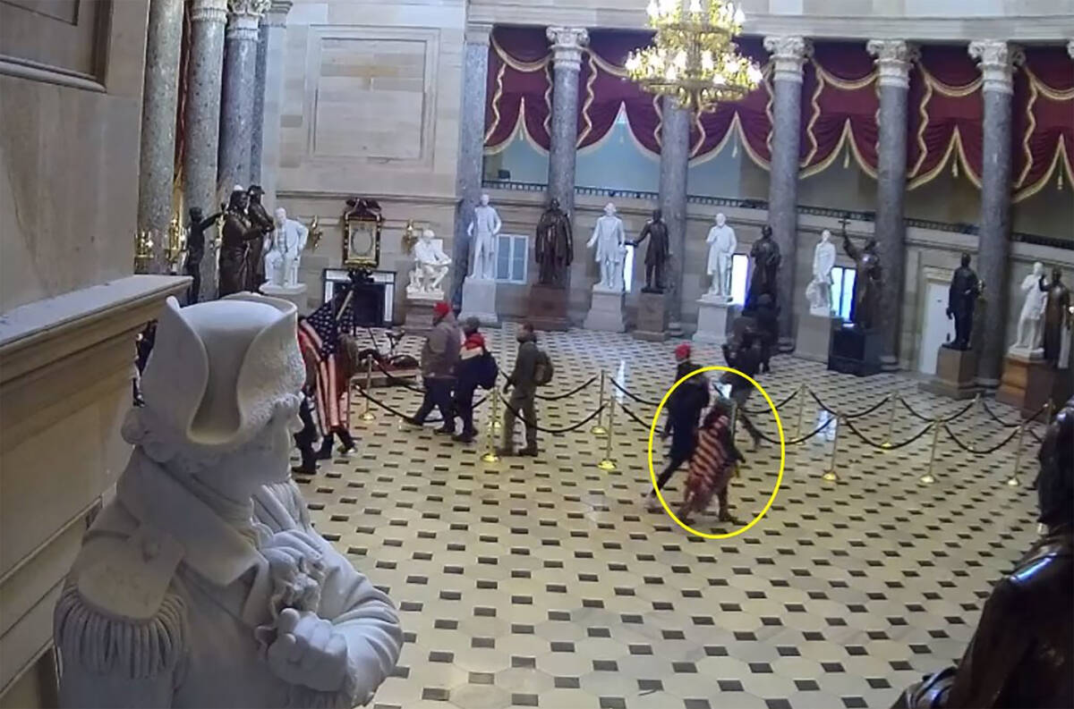 The criminal complaint claims that Christine Barrello (circled) walked through the Rotunda thro ...