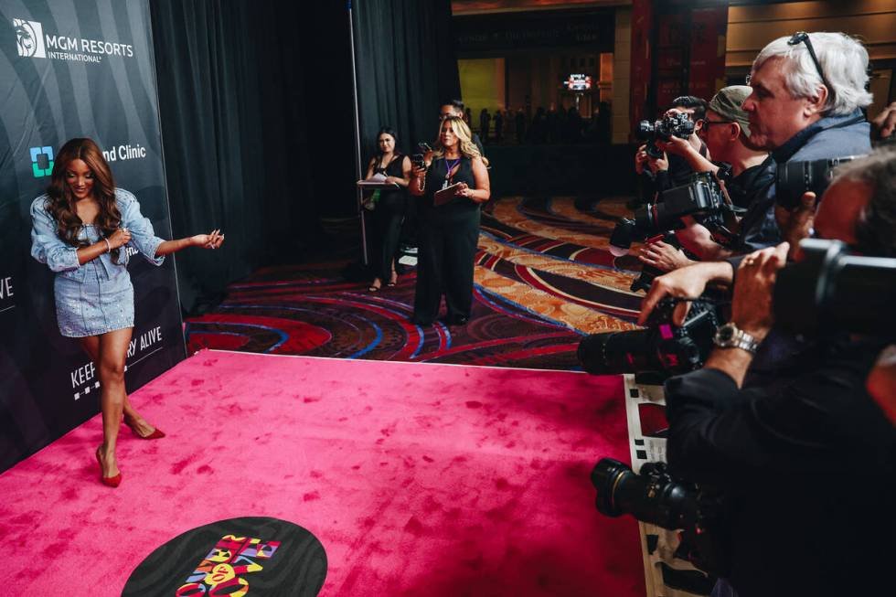 Singer Mickey Guyton walks the red carpet at the 27th annual Power of Love gala at MGM Grand Ga ...