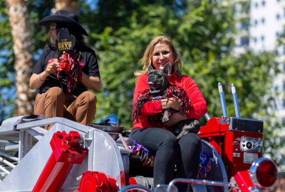 Mayoral candidate/councilwoman Victoria Seaman with her dog Louie with councilwoman Olivia Davi ...