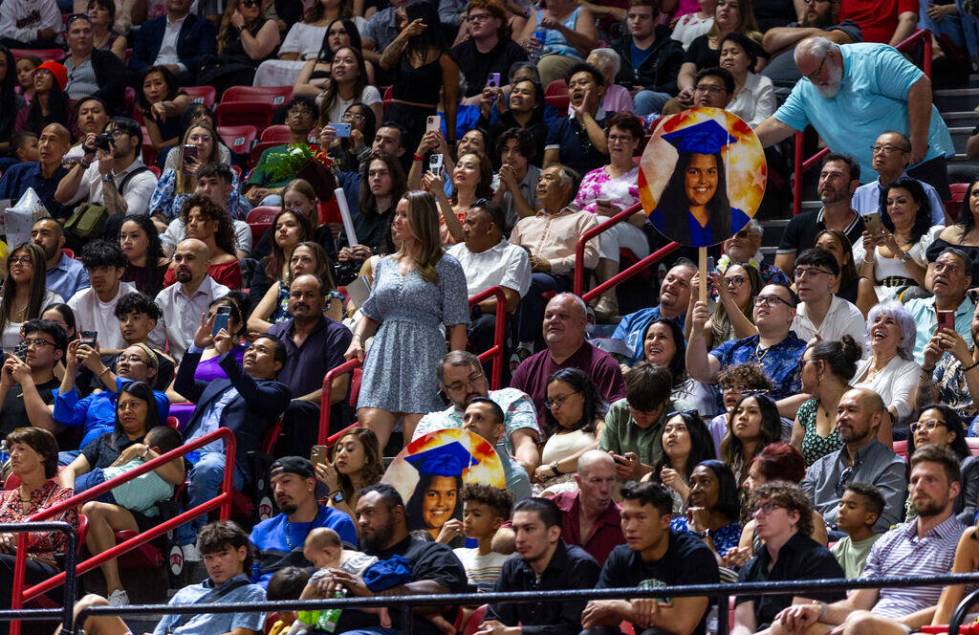 Supporters are there in support of the graduates during UNLV spring graduation commencement exe ...